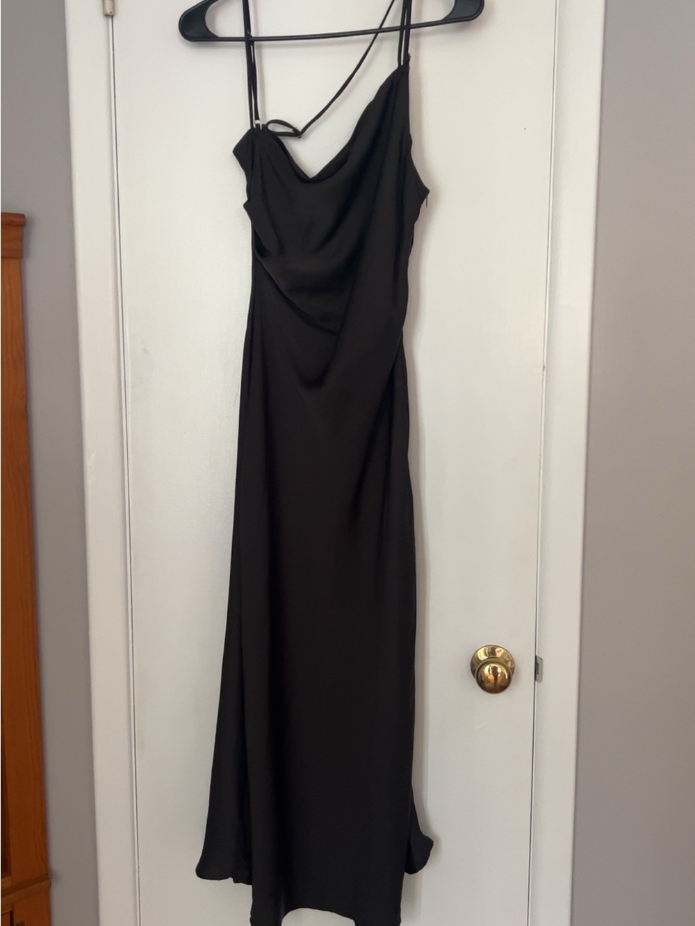 Cider Black Slip Maxi Dress with Cowl Neck